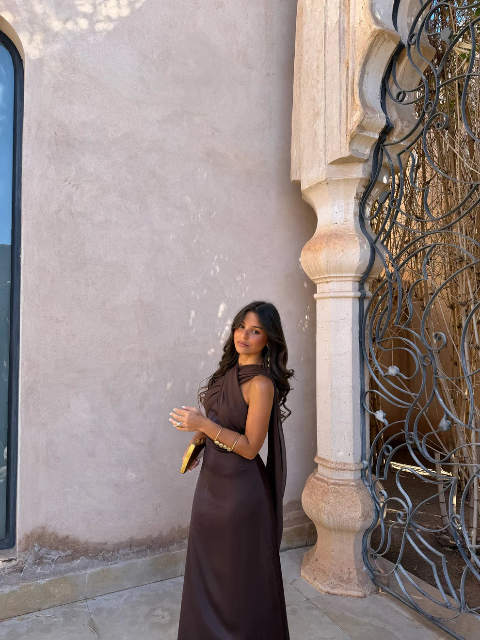 NOA | Vestido Liso Vintage con Lazo y Cintura Alta