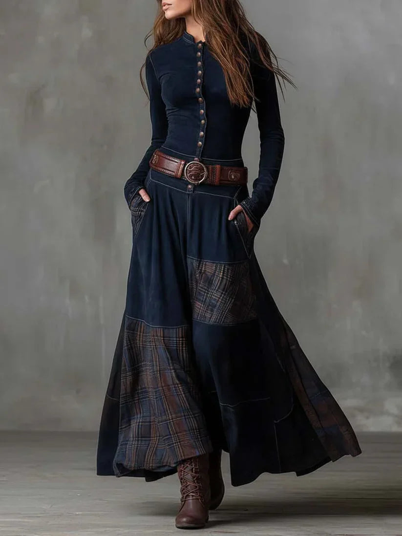 Elisa | Vestido maxi de ante con cinturón
