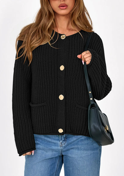 NOLEA Oversized Thick Knit Cardigan with Pockets