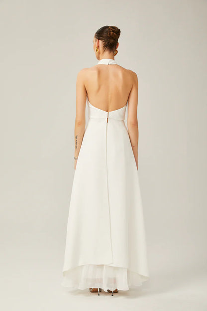 INÉS | Vestido largo de capas con cuello halter