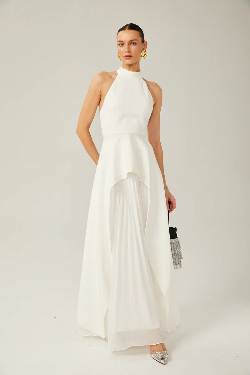 INÉS | Vestido largo de capas con cuello halter