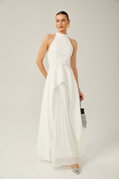 INÉS | Vestido largo de capas con cuello halter