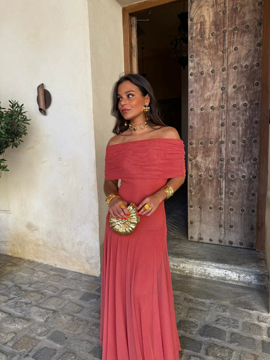 CASANDRA | Vestido Largo Veraniego de Hombros Descubiertos
