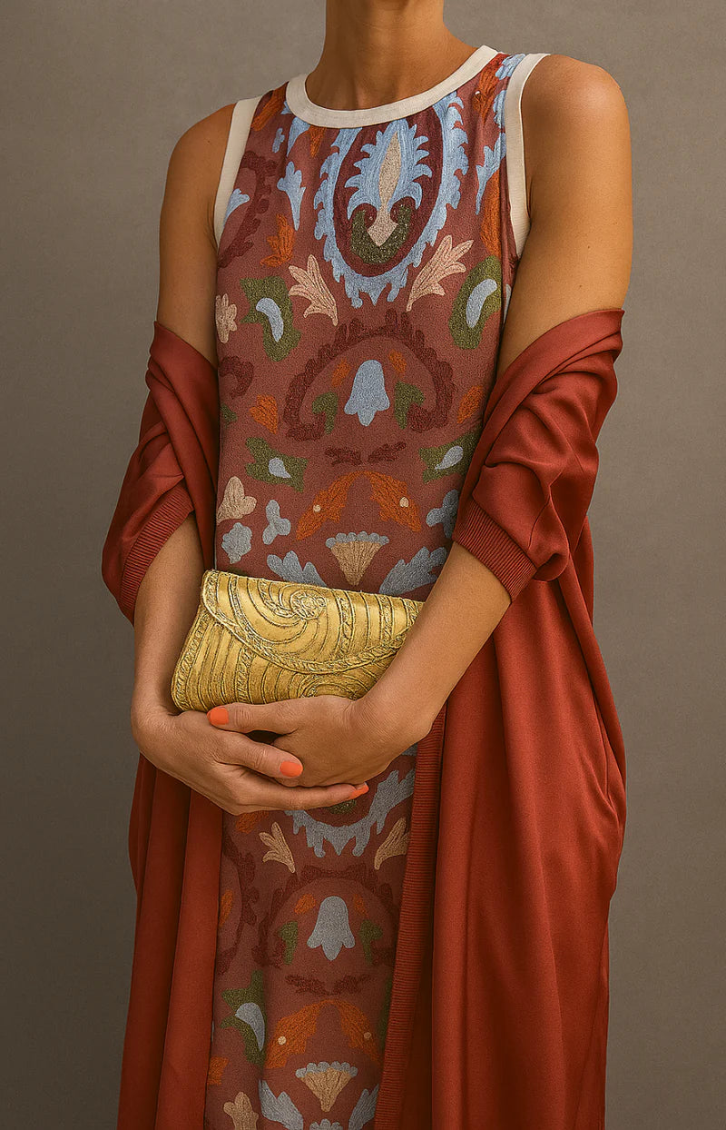 ELINA | Conjunto Vestido Largo Sin Mangas y Cárdigan