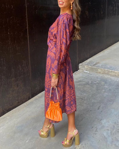 ISADORA | Vestido Largo Floral de Cintura Ceñida