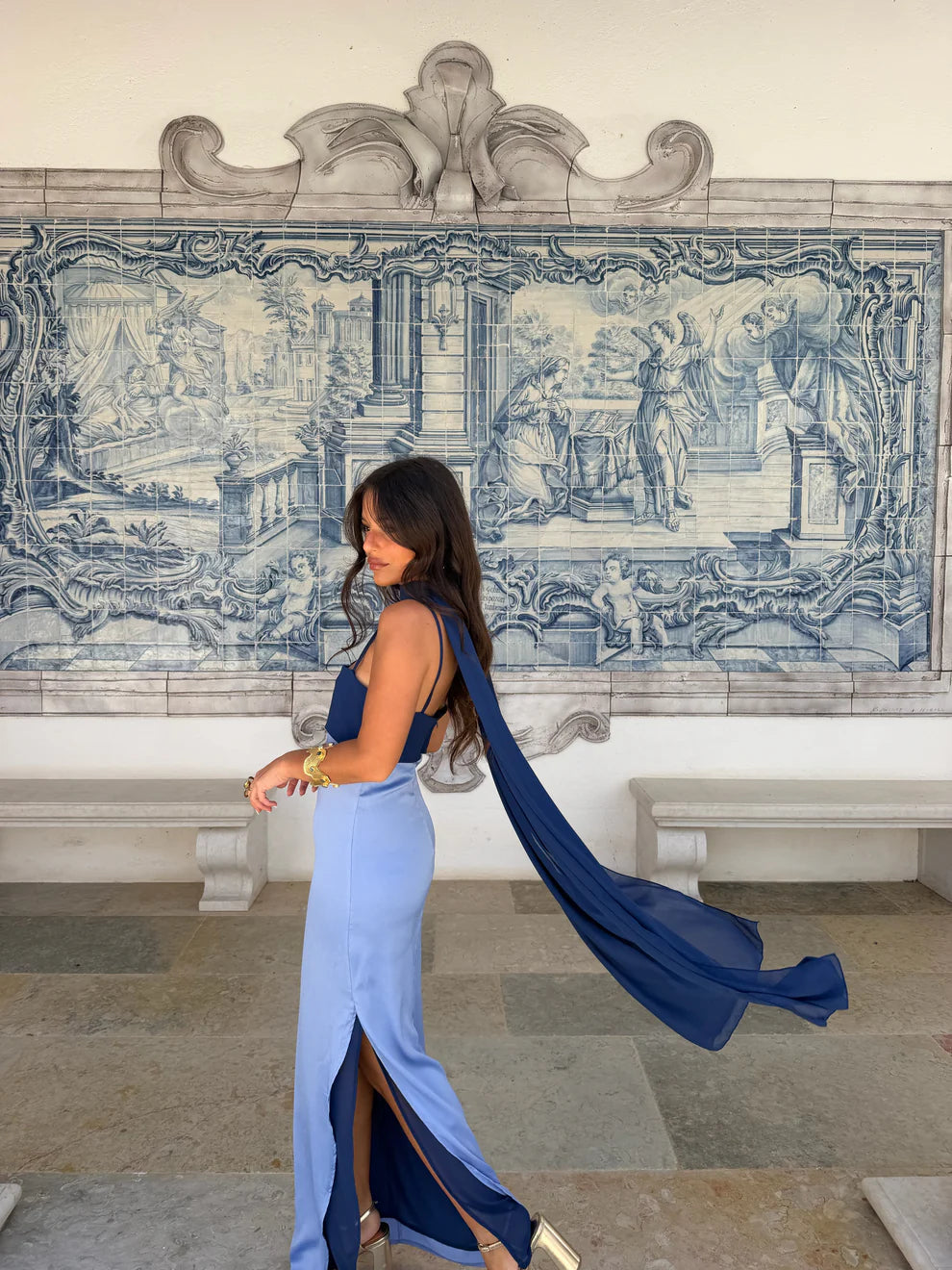 AZAHARA BLUE | Vestido Vintage con Espalda Descubierta