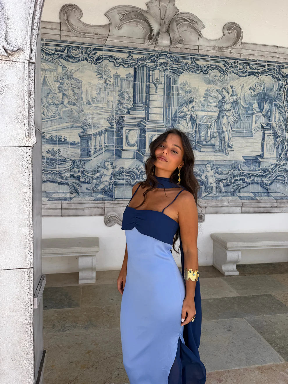 AZAHARA BLUE | Vestido Vintage con Espalda Descubierta
