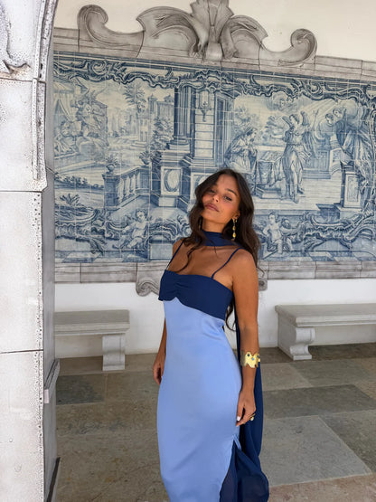AZAHARA BLUE | Vestido Vintage con Espalda Descubierta