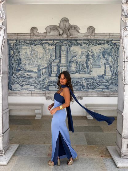 AZAHARA BLUE | Vestido Vintage con Espalda Descubierta