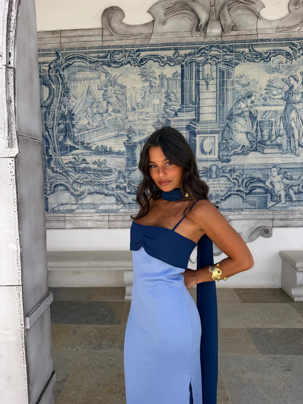 AZAHARA BLUE | Vestido Vintage con Espalda Descubierta