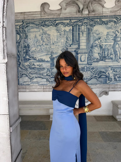 AZAHARA BLUE | Vestido Vintage con Espalda Descubierta