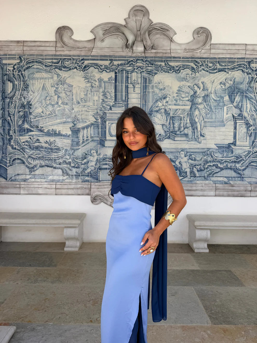 AZAHARA BLUE | Vestido Vintage con Espalda Descubierta