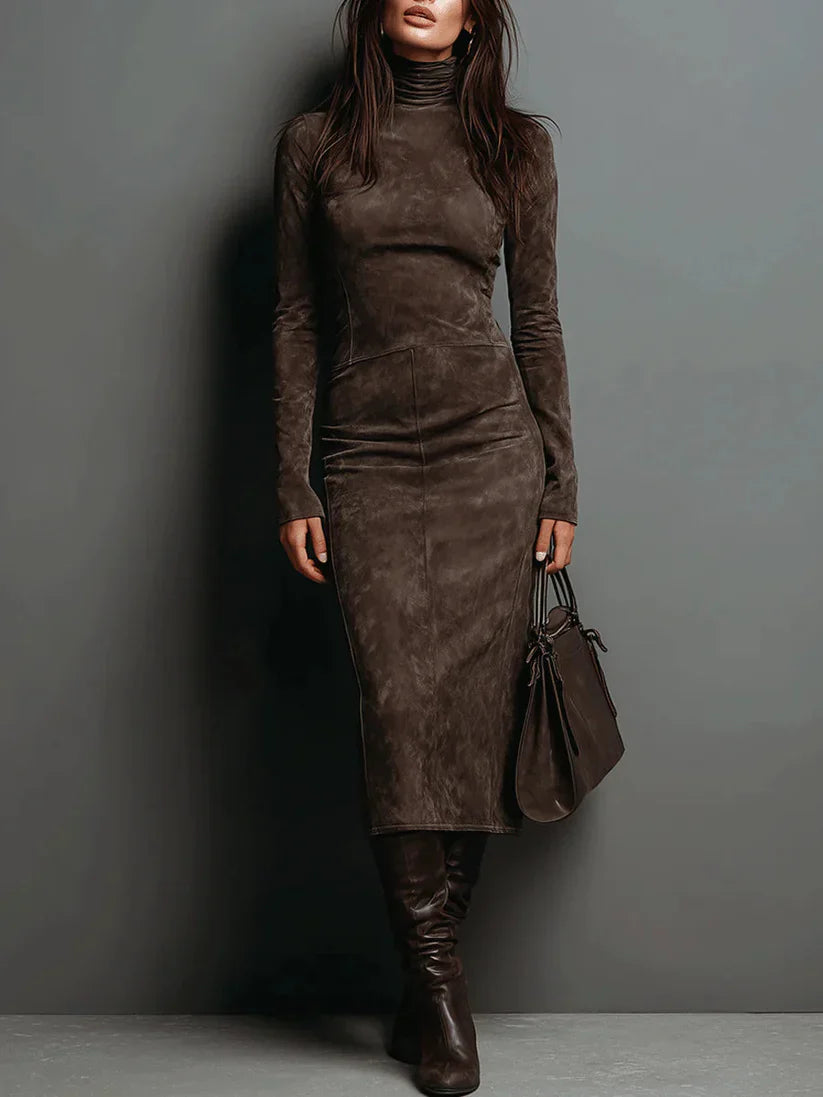 Loren | Vestido midi marrón largo
