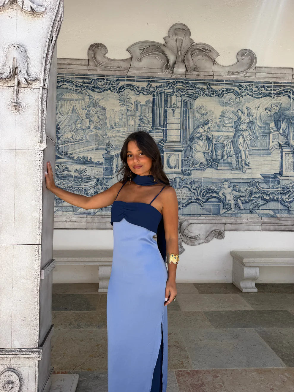 AZAHARA BLUE | Vestido Vintage con Espalda Descubierta