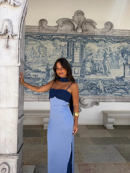 AZAHARA BLUE | Vestido Vintage con Espalda Descubierta
