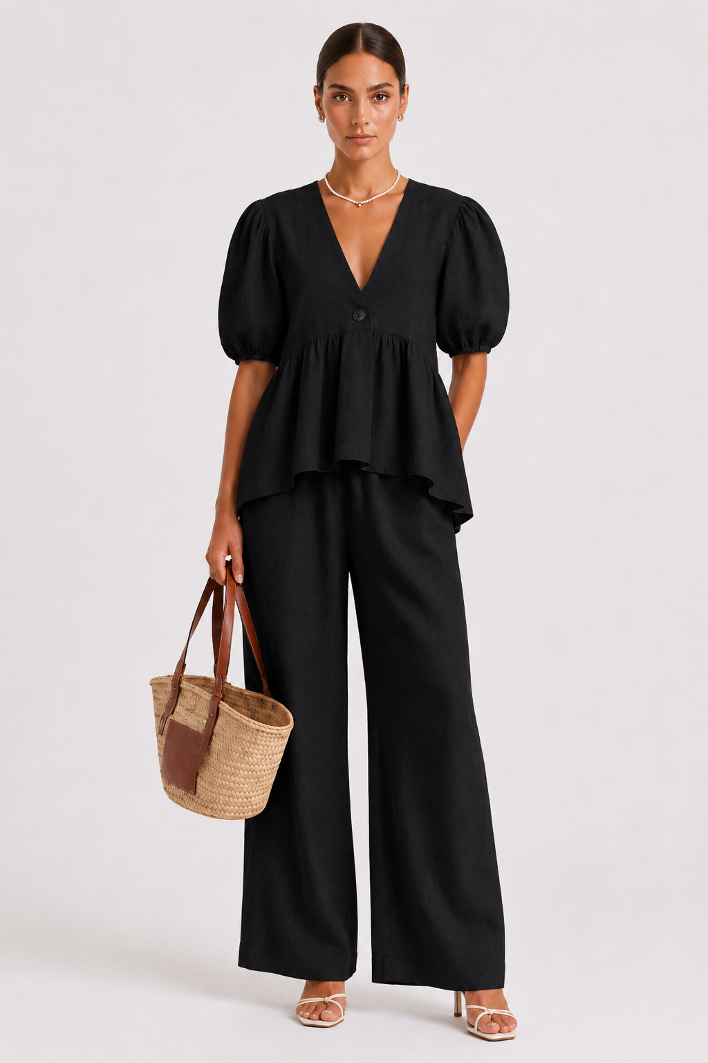 GAGI | Conjunto Camisa cuello en V y Pantalón Largo