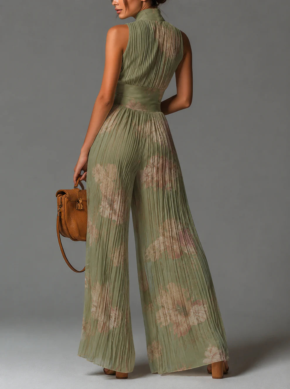 FLORIA | Mono Plisado de Cintura Alta y Pantalón Palazzo