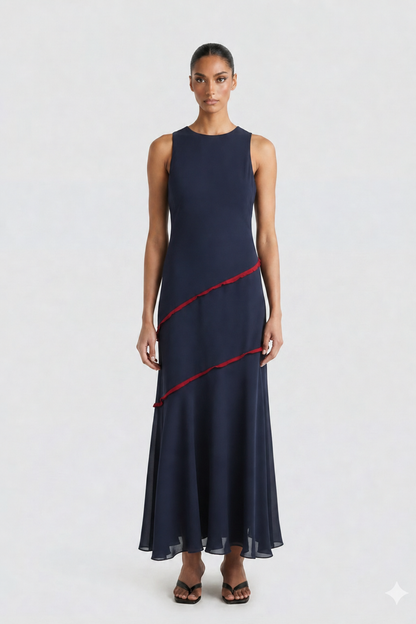 SADI | Vestido Largo con Dobladillo y Espalda Descubierta