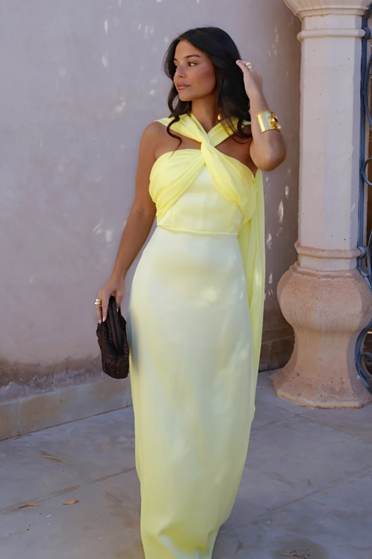 CHIARA | Vestido Liso con Lazo y Cintura Alta
