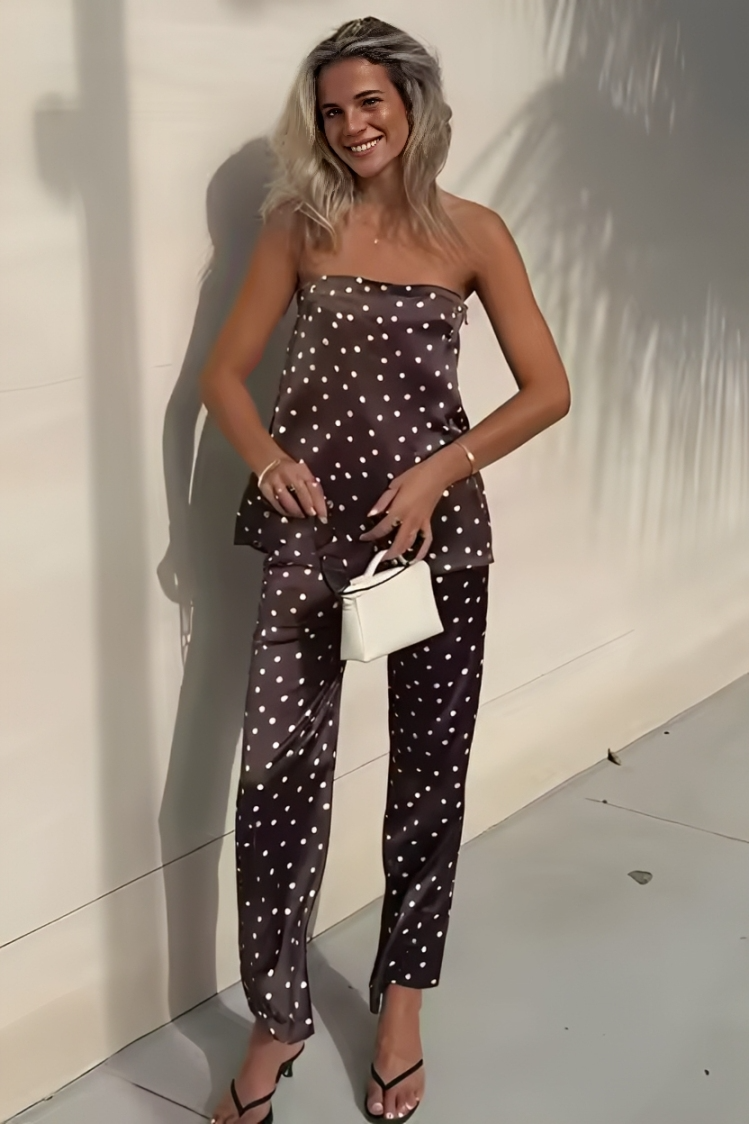 LUCY | Conjunto de Lunares Top y Pantalón de Cintura Alta