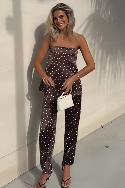 LUCY | Conjunto de Lunares Top y Pantalón de Cintura Alta