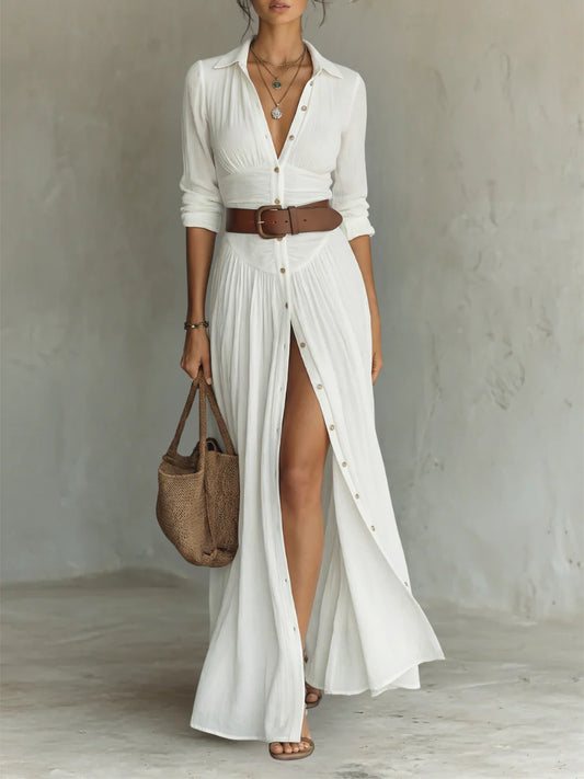 ALZEA | Vestido largo de lino de diseño elegante