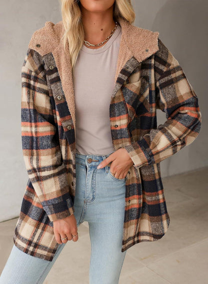 Fuzzy Plaid Hooded Winter Shacket Limited edition 2025