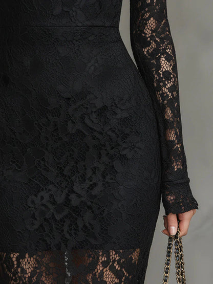 Elisabetta – Vestido largo negro de encaje