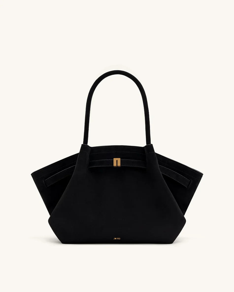 Hana Medium Synthetic Leather Suede Tote Bag – Brown