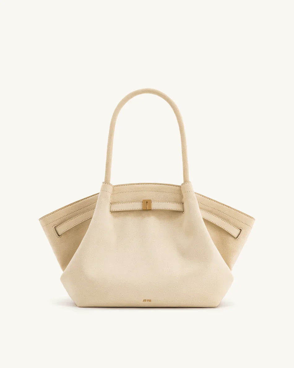 Hana Medium Synthetic Leather Suede Tote Bag – Brown