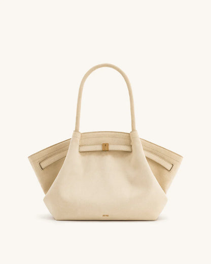 Hana Medium Synthetic Leather Suede Tote Bag – Brown