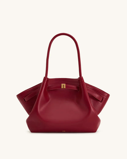 Hana Medium Synthetic Leather Suede Tote Bag – Brown