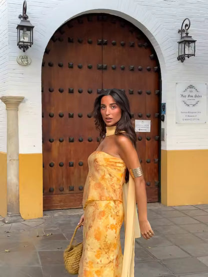 FATI | Vestido Vintage con Espalda Descubierta y Lazo