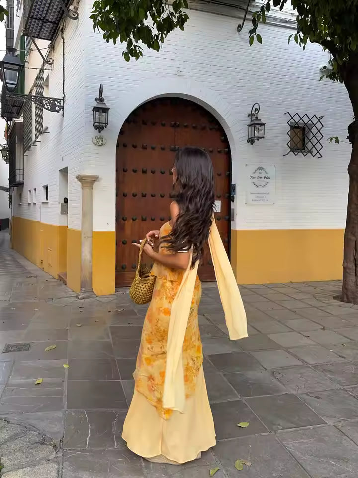 FATI | Vestido Vintage con Espalda Descubierta y Lazo