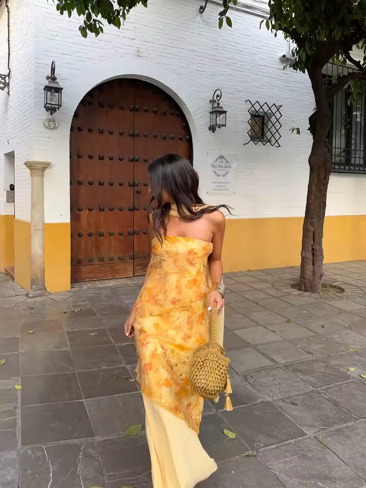 FATI | Vestido Vintage con Espalda Descubierta y Lazo