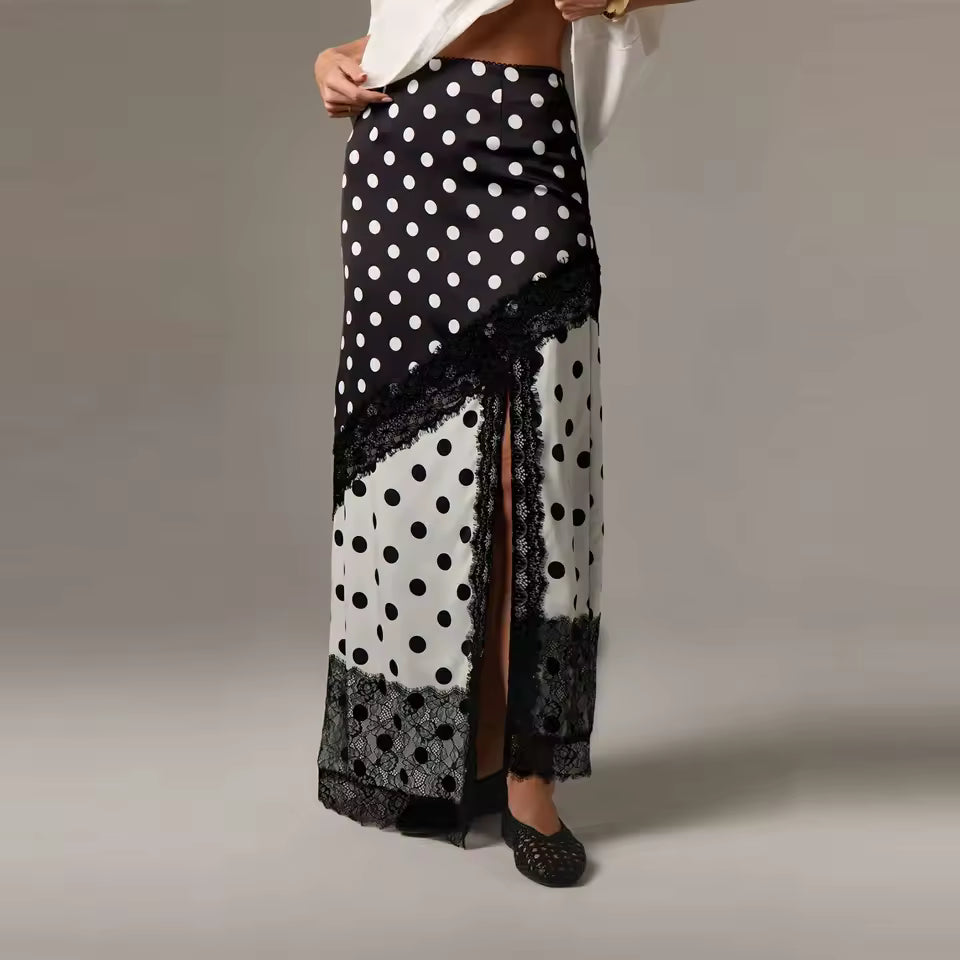 KATIA | Falda de Seda Satinada con abertura lateral