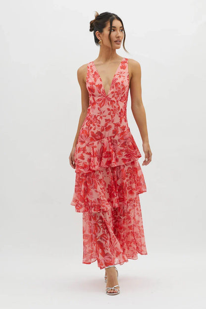 LISA | Vestido midi floral elegante