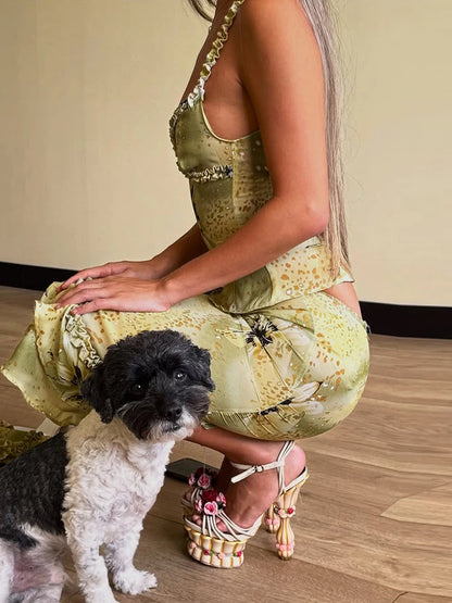 PALMA | Conjunto 2 Piezas Top de Espalda Descubierta y Falda Estilo Palazzo