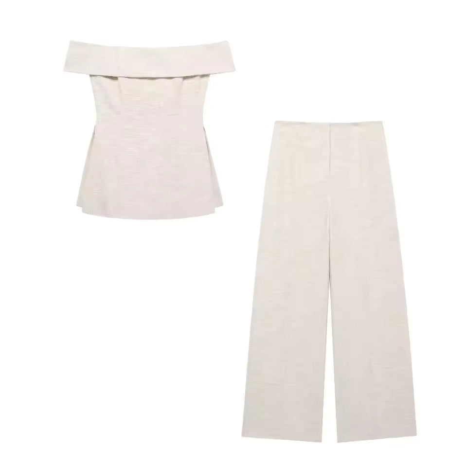 LIPA | Conjunto Top de Corsé y Espalda Descubierta y Pantalón de Corte Holgado