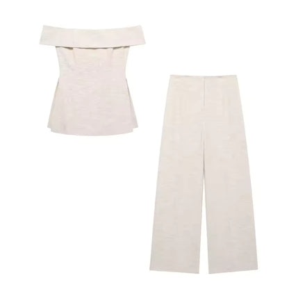 LIPA | Conjunto Top de Corsé y Espalda Descubierta y Pantalón de Corte Holgado