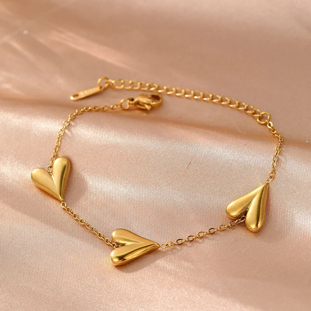 Pulsera Corazones de Oro