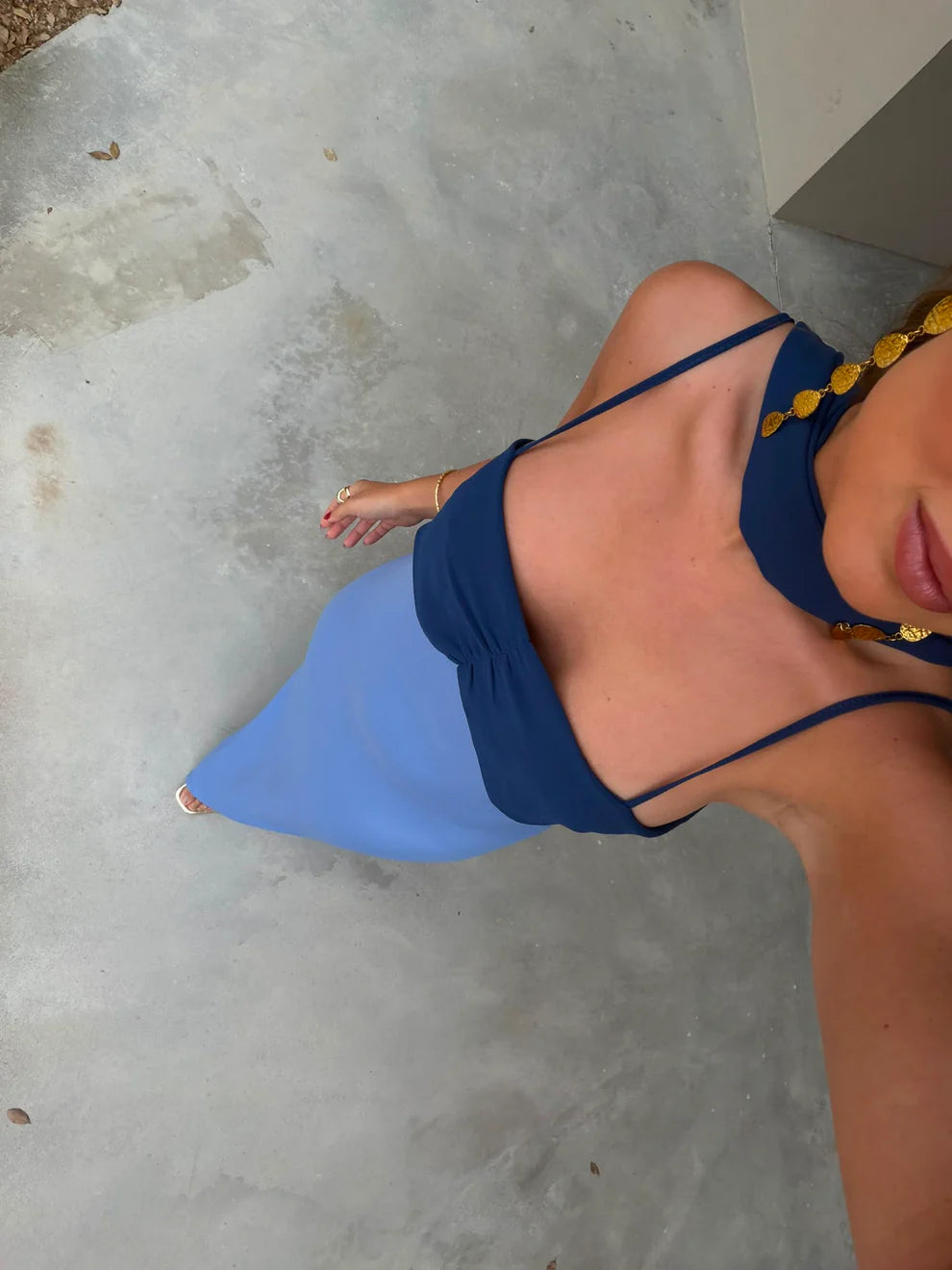 AZAHARA BLUE | Vestido Vintage con Espalda Descubierta
