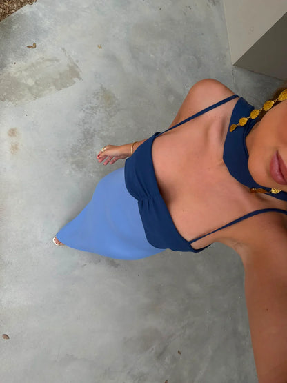 AZAHARA BLUE | Vestido Vintage con Espalda Descubierta