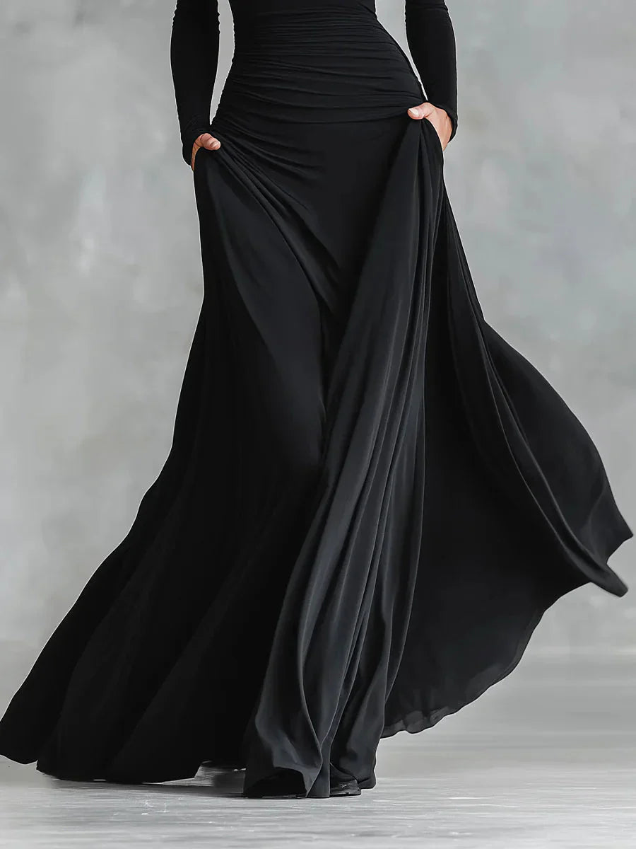 Adele – Maxi negro de crepé