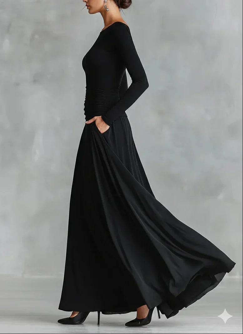 Adele – Maxi negro de crepé