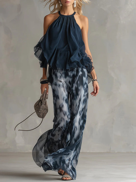 AMAR | Set elegante de top halter y pantalón fluido