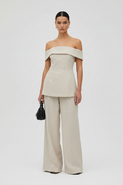 LIPA | Conjunto Top de Corsé y Espalda Descubierta y Pantalón de Corte Holgado