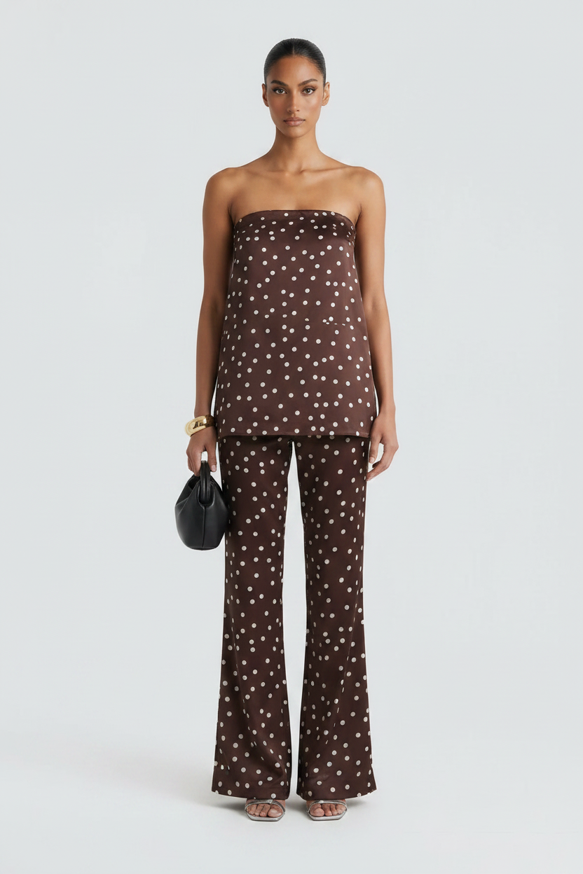 LUCY | Conjunto de Lunares Top y Pantalón de Cintura Alta