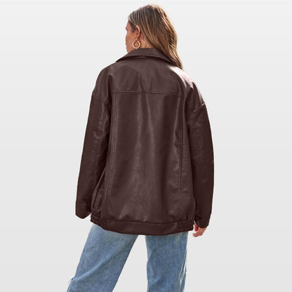 Chaqueta Biker NOLEA Oversize de Ante Sintético