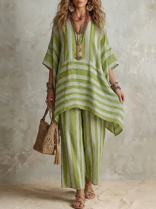 AURA | Conjunto elegante de blusa y pantalón de primavera